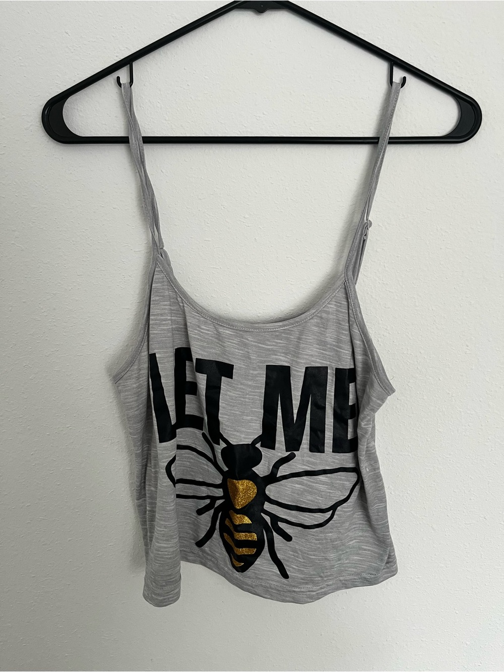 Let Me Bee Gray Graphic Bee Camisole Tank Top